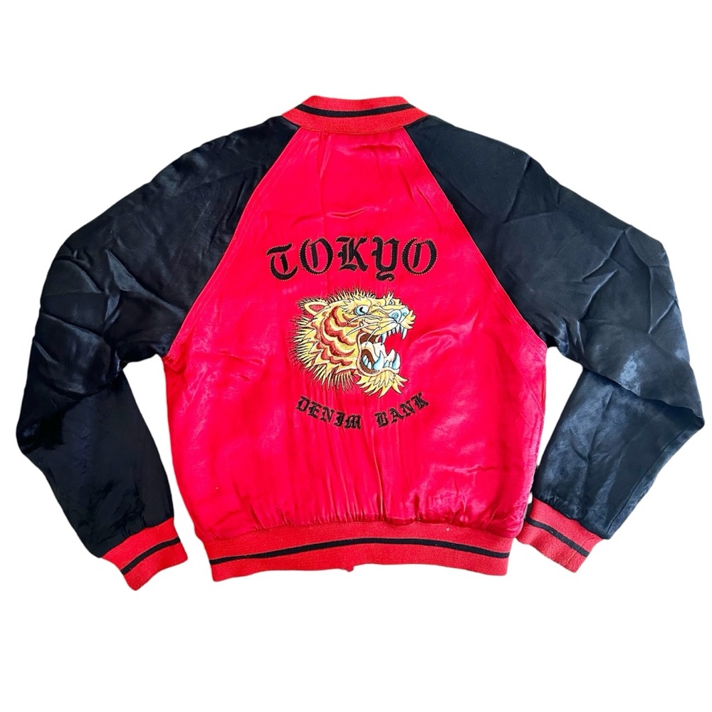 TOKYO DENIM BANK Satin Tiger Bomber Jacket Size Small